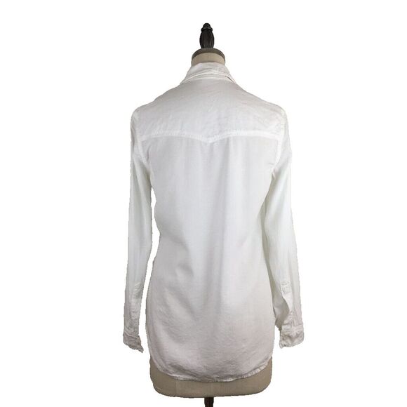 Cloth & Stone White Shirt Button Down Top XS Front Pockets Minimalist Closet - Picture 4 of 11